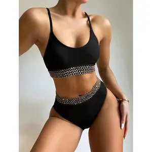 ODM/OEM plus size swimsuit 2024 new sexy triangle bikini women's knitted split swimsuit