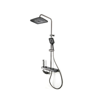 Ensemble de robinetterie de douche contemporain en acier inoxydable complet, avec fonction pluie et équilibrage de pression, fixation murale, garantie 5 ans pour salle de bain