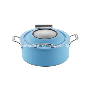 Olla Eléctrica Comercial Azul Cielo Pequeña de 4.5L <span class=keywords><strong>con</strong></span> Base Redonda de Inducción para Sopas y Salsas en Cafeterías - Product Image 4