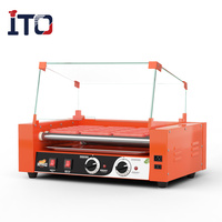 Machine à hot-dog haute efficacité, rouleau de gril pour hot-dog avec chauffe-chignon
