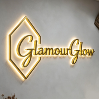 Letrero Acrílico para Exteriores, Letrero Comercial LED 3D Retroiluminado, Letrero Publicitario Impermeable para Fachada de Tienda, Letrero Metálico Retroiluminado con Efecto Espejo