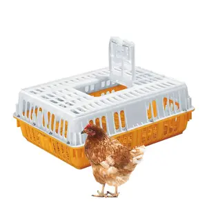 Cajas de transporte de aves de corral para adultos, jaula de transferencia de plástico de pollo, pato, retención de 10-12 pollos con puerta de acceso deslizante LMC-02