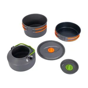 Lightweight Stackable Aluminum Cooking Ware Pot Frying Pan Kettle with Storage Bag for Outdoor Hiking Picnic