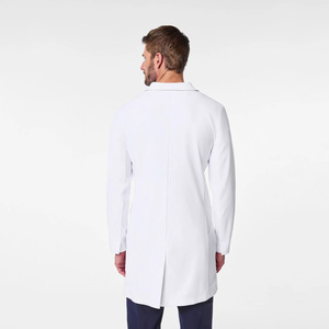 <span class=keywords><strong>Camice</strong></span> Medico Lungo da <span class=keywords><strong>Uomo</strong></span> in Poliestere Dobby Bianco, Antibatterico e Resistente al Cloro, per Uso Ospedaliero, Consegna Campione in 7 Giorni - Product Image 4