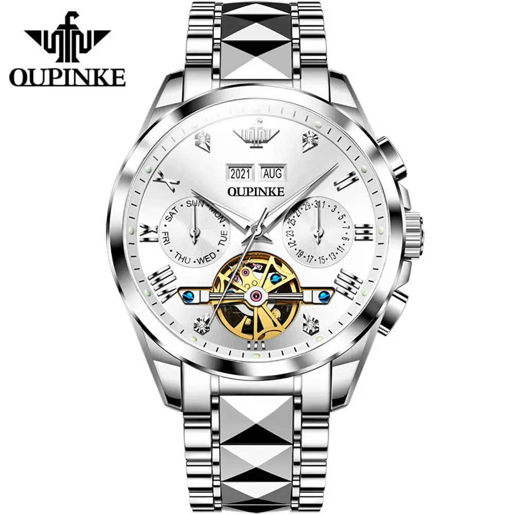 Oupinke 3186 Popular Products Men Mechanical Watch Green Dial Calendar Display Business Luxury Design Men WristWatch