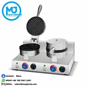 Thiết Bị Ăn Vặt Nhà Bếp Máy Làm Bánh Waffle Nấu Ăn Chống Dính 2 Đĩa Máy Làm Bánh Waffle Thương Mại