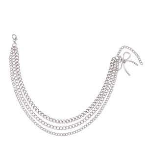 Shoe <b>Chain</b> With Bow Pendant Multi Layered Metal <b>Chain</b> For Martin <b>Boots</b> Unisex Zinc Alloy White K - Product Image 5