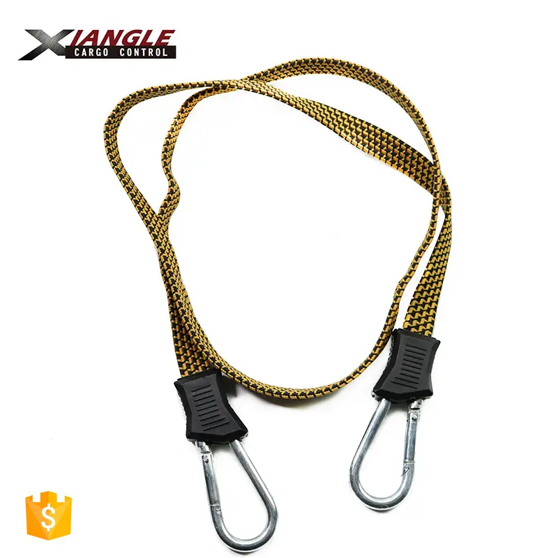 Adjustable 18mm Flat Strap Elastic Luggage Rope For Bike With Heat Treated Plastic Hook Bungee Cord