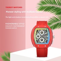 Reloj de Cuarzo Moderno para Hombre, Cristal Mineral, 46 mm, Resistente al Agua, Aleación, Silicona, Luminoso, Seis Agujas, Tres Esferas, Cierre Oculto con Botón