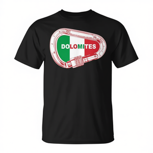 Camiseta Dolomites Rock Climbing Carabiner con diseño de bandera de Italia, color negro - Product Image 2