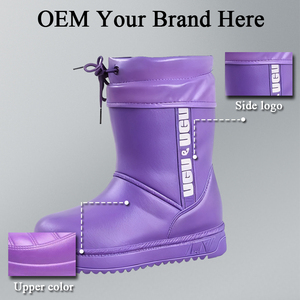 Bottes de pluie légères et imperméables en gros, logo personnalisé, bottes de neige chaudes pour hommes, doublure en fausse fourrure, bottes de pluie mi-mollet en EVA pour femmes - Product Image 6