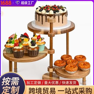 Wooden dessert <b>stand</b>, cupcake <b>stand</b>, adjustable solid wood cake display <b>stand</b>, children's figurine display <b>stand</b>, customizable. - Product Image 5