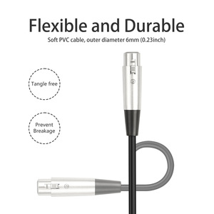 Câble de microphone équilibré personnalisé 6.35mm mâle TS <span class=keywords><strong>Mono</strong></span> vers <span class=keywords><strong>XLR</strong></span> femelle Câble audio blindé en cuivre sans oxygène - Product Image 3