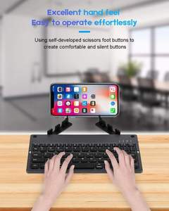 Claviers rechargeables espagnols OEM, portables, minces, pliables, sans fil Bluetooth, mini clavier pliable avec support pour téléphone/tablette - Product Image 6
