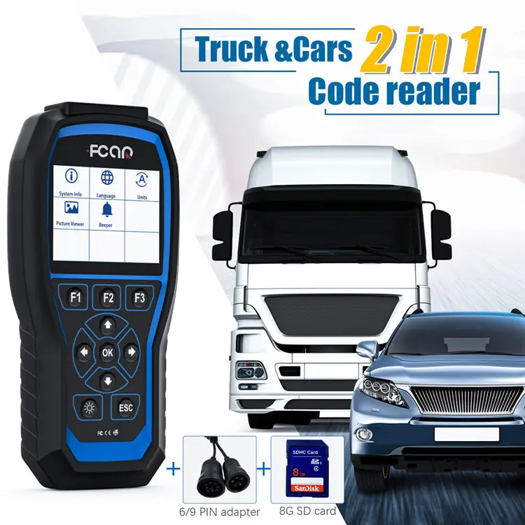 Fcar F506 Pro camion lourd et voiture 2 en 1 OBD2 Scanner pour pelle de Bus outils de Diagnostic professionnels OBD2 pour camion