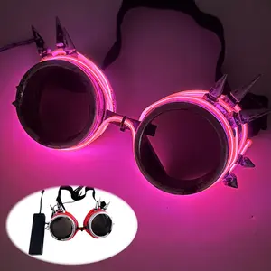 Hot <span class=keywords><strong>Neon</strong></span> Flashing Steampunk Goggles Luminous Cyberpunk <span class=keywords><strong>Gafas</strong></span> <span class=keywords><strong>de</strong></span> luz LED Estilo chino Navidad DJ Cosplay Suministros <span class=keywords><strong>de</strong></span> Halloween - Product Image 1