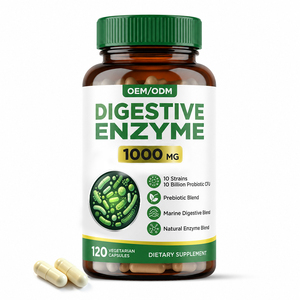Capsules d'enzymes digestives avec logo OEM, 120 unités, avec 10 milliards de probiotiques pour le soutien quotidien du confort intestinal, complément alimentaire - Product Image 1