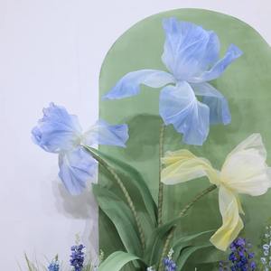 Fleurs artificielles géantes de haute qualité pour la décoration de mariage, fleurs géantes en organza violet et <span class=keywords><strong>bleu</strong></span> <span class=keywords><strong>iris</strong></span>, décoration d'intérieur - Product Image 3