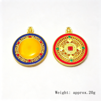 Pendentif fin rond en alliage de zinc plaqué or 18 carats, style ethnique traditionnel, filigrane émaillé, incrustation en résine pour la fabrication de chaînes de pull