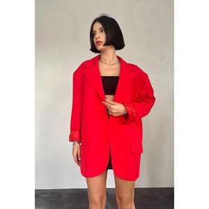 Veste rouge pour homme, unisexe, décontractée, en tissu peigné, pour l'automne - Product Image 3