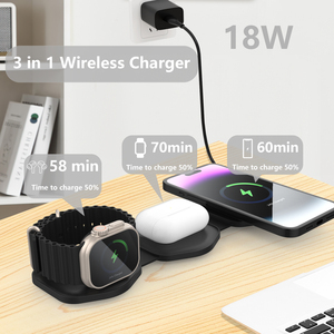 Logotipo personalizado 3 en 1 Cargador inalámbrico plegable para iPhone Station para Apple Watch para Airpods Soporte portátil 2024 Nuevos productos - Product Image 3