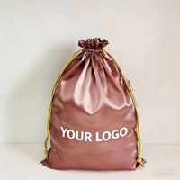 Sacs cadeaux à cordon personnalisés avec logo, en tissu satiné de soie anti-poussière, impression sérigraphique, promotion pour usage industriel de perruques