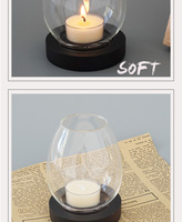 Bougeoir en verre de style chinois sur base en bois rouge-brun, ambiance bouddhiste, écologique, haute qualité, décoration d'intérieur