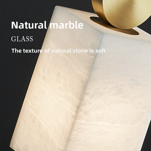 Lustre de chevet LED de luxe en <span class=keywords><strong>cuivre</strong></span> <span class=keywords><strong>et</strong></span> albâtre naturel, style Wabi-Sabi, hauteur réglable, garantie 2 ans, facile à installer - Product Image 4