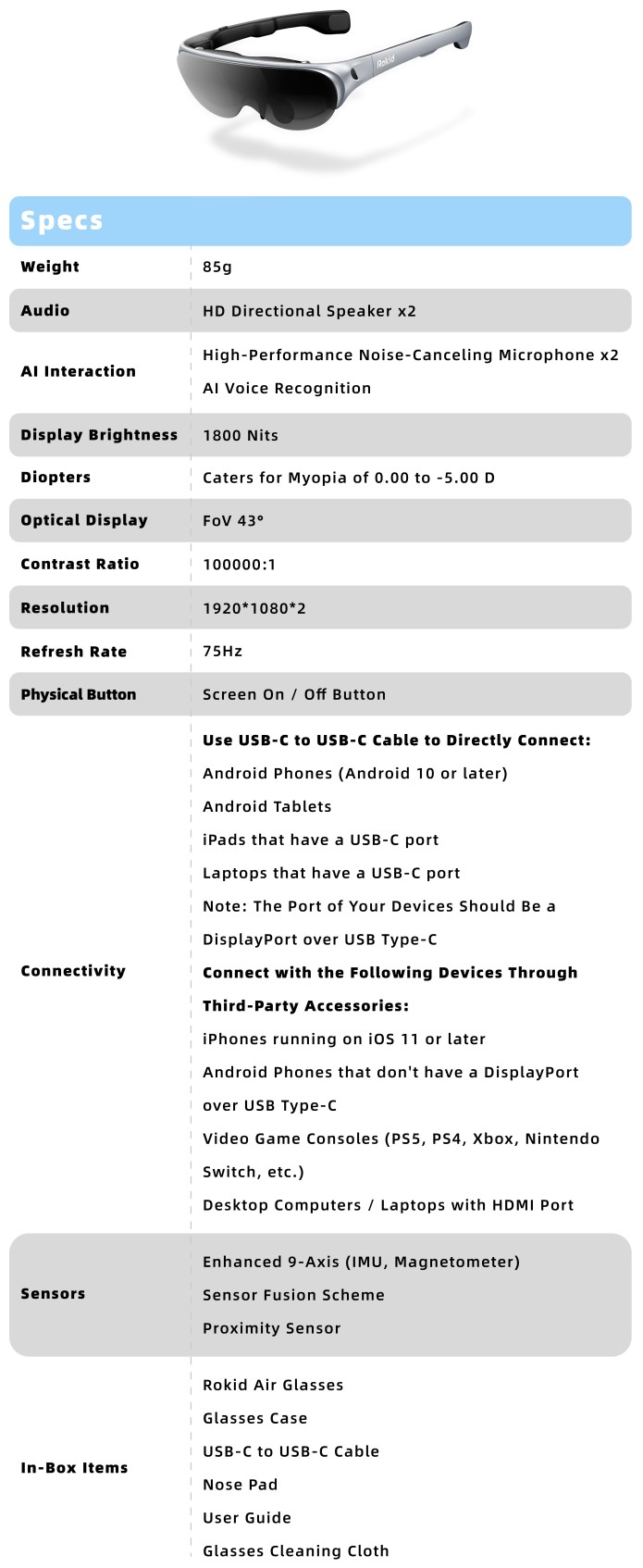 Rokid Air Ruoqihuan AR Smart Glasses