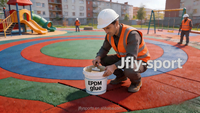 Granulés de caoutchouc EPDM polyvalents pour sols de tennis de table, design coloré, durable, écologique, solution résidentielle extérieure