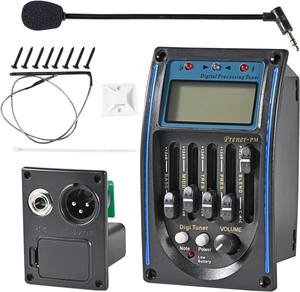 Preamplificador Profesional EQ PM para Guitarra Acústica, Ecualizador de 5 Bandas, <span class=keywords><strong>Afinador</strong></span> LCD, Micrófono Integrado, Sistema Piezoeléctrico, Plástico - Product Image 1