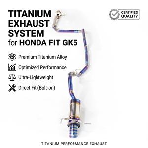 Système d'échappement complet Vortex pour Honda Fit GK5 Jazz 1.5L L15B 2014-2020 Downpipe Catback avec embout bleu brûlé, soudé TIG, avec supports - Product Image 1