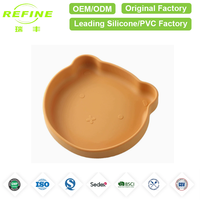 Assiette pour enfants en forme d'ours personnalisable avec ventouse en silicone, non toxique, réutilisable, facile à nettoyer, portable, pour usage domestique