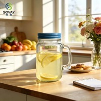 Pot en verre Mason transparent de 480 ml, de qualité alimentaire, pour jus, sirop, cornichons, pour la maison et la production industrielle