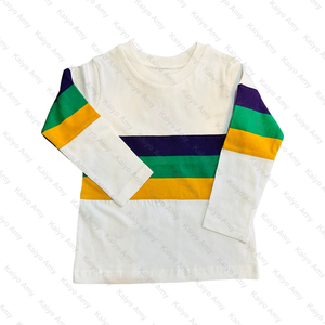 Mardi Gras vêtements <span class=keywords><strong>blanc</strong></span> avec poitrine rayure enfants sweats à capuche manches longues printemps vêtements pour enfants garçons pull - Product Image 3