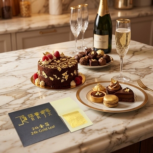 Foglia d'Oro Puro Commestibile 24K da 4,33 cm all'Ingrosso, Vero Fogliato d'Oro per Decorazioni di Lusso di Torte, Cioccolato, Dessert e Cucina <span class=keywords><strong>Gourmet</strong></span> - Product Image 3