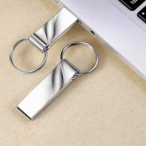 Clé Usb étanche en métal argenté, support à mémoire de 32GB, 16GB, 8GB, 4GB, avec porte-clés, disque U, sac de stockage, OEM