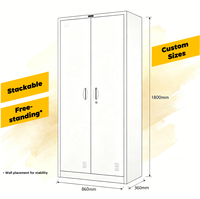 Armoire de rangement de bureau moderne en acier blanc à 2 portes, robuste, haute, en métal, avec serrure, pour le lieu de travail - Vente en gros
