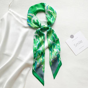 Stile coreano serie di uccelli floreali nastro lungo piccola sciarpa alla moda materiale artistico in poliestere per abbigliamento estivo sul posto di lavoro per le donne - Product Image 1