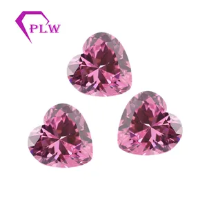 Wholesale luxury gems 5A zircon gemstones pink color diamond heart cut CZ stone cubic zirconia loose gemstone loose stones