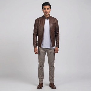 Chaqueta de Cuero Estilo Bomber Unisex Personalizada para Invierno, Nueva Moda, Resistente al Viento e Impermeable, con Decoración de Piel, Cierre de Cremallera para Hombre - Product Image 1