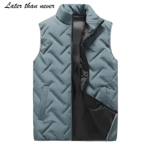 Effen Kleur Hoge Dichtheid Katoen Gewatteerd Gilet Voor Mannen Geïsoleerde Taille Jas Winter Puffer Vest