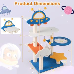 Foreign Trade Plush <b>Cat</b> Tree with Climbing Rack Nest <b>Scratching</b> <b>Board</b> & Toy-Space Capsule Design - Product Image 4
