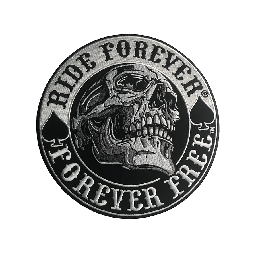 Large Size Skull Embroidery Badges Motorcycle Biker Iron on Sewing Jacket Vest Custom Patches