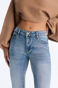 Jean Bootcut <span class=keywords><strong>Femme</strong></span> Taille Basse, Denim Extensible Sculptant, Lavage Vintage, Coupe Slim, Style Rétro, Pantalon Évasé, Streetwear, Vente en Gros - Product Image 3