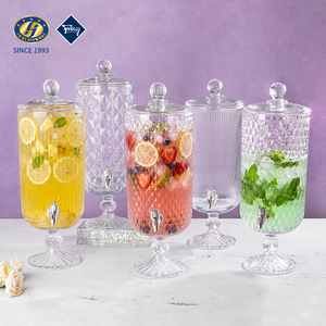 Distributeur de boissons en verre Jinghuang ODM avec robinet, pot à jus en verre gaufré de qualité alimentaire pour la vente en gros - Product Image 3