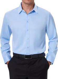 Camisa blanca de manga larga con botones para hombre, traje de negocios informal para el trabajo, ropa sin hierro con cuello antiarrugas, tallas grandes, Primavera - Product Image 3