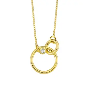 Double Circle Interlocking Circle Necklace Daily Jewelry 316l Stainless Steel PVD 18k Gold Plated Zircon Entwined Ring Necklace