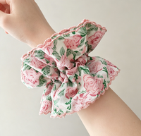 Chouchous en tissu doux avec bordure en dentelle à volants, élastiques à cheveux très extensibles, multicolores, accessoires capillaires pour femmes
