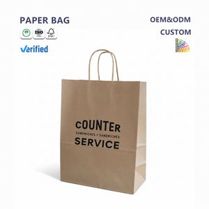 Bolsas de Papel Kraft Reciclables Personalizadas al por Mayor de Fábrica, con Asas, Embalaje Ecológico, Impresión de Logotipo Personalizado para Negocios - Product Image 1